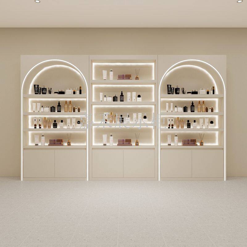 高档美容院化妆品展示柜烤漆商用现代异形陈列柜护肤品产品柜