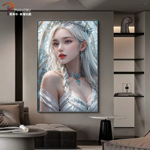 现代轻奢人物玄关装饰画性感美少女酒店会所理发店艺术挂画高级感