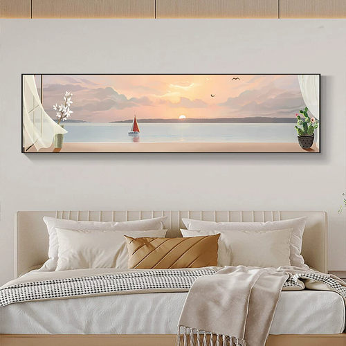 海边风景卧室北欧装饰画客厅背景墙挂画ins现代房间床头壁画沙发