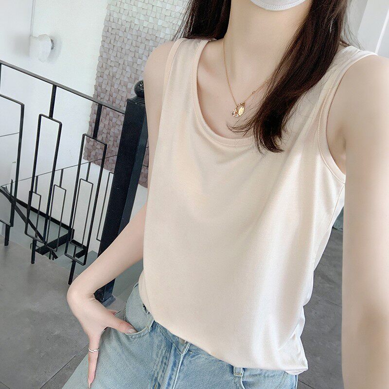 两件装百搭纯色夏季极简风打底宽松型慵懒风薄款工字背心吊带