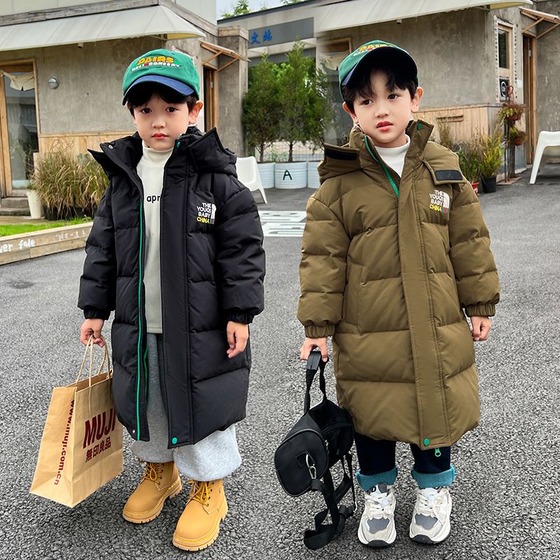 儿童冬季新款中长款过膝羽绒服男童外套加厚2024洋气冬装宝宝童装