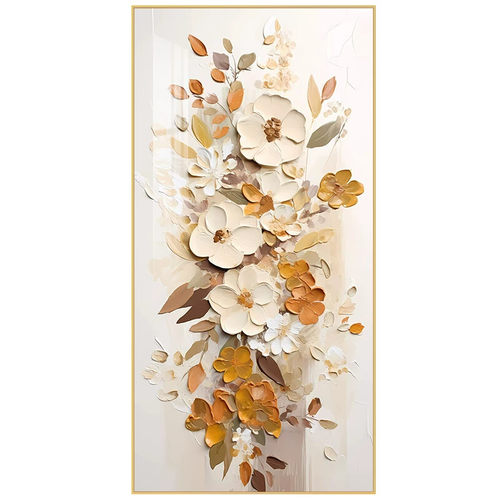 花卉玄关装饰画奶油风肌理画客厅现代简约高级感走廊过道壁画挂画