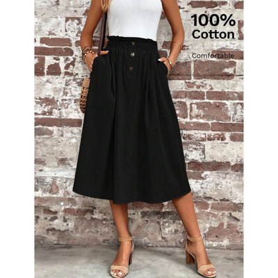 N 21717 Women's elastic waist A-line skirt 女士松紧腰大摆 A