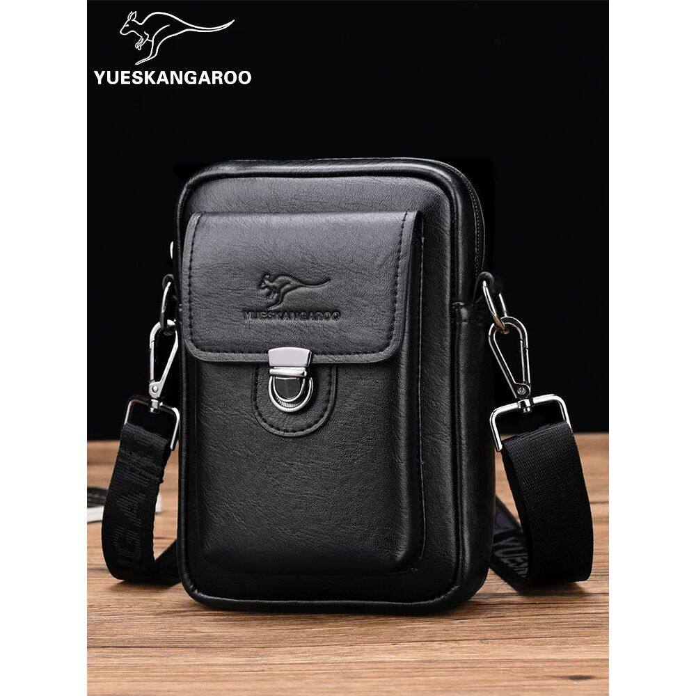 麦克袋鼠真皮腰包男2025新款工地干活用单肩斜挎包穿皮带手机皮套