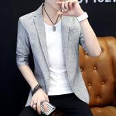 七分袖 潮流帅气休闲男装 西服外套男薄款 小西装 单西上衣服 中袖 夏季