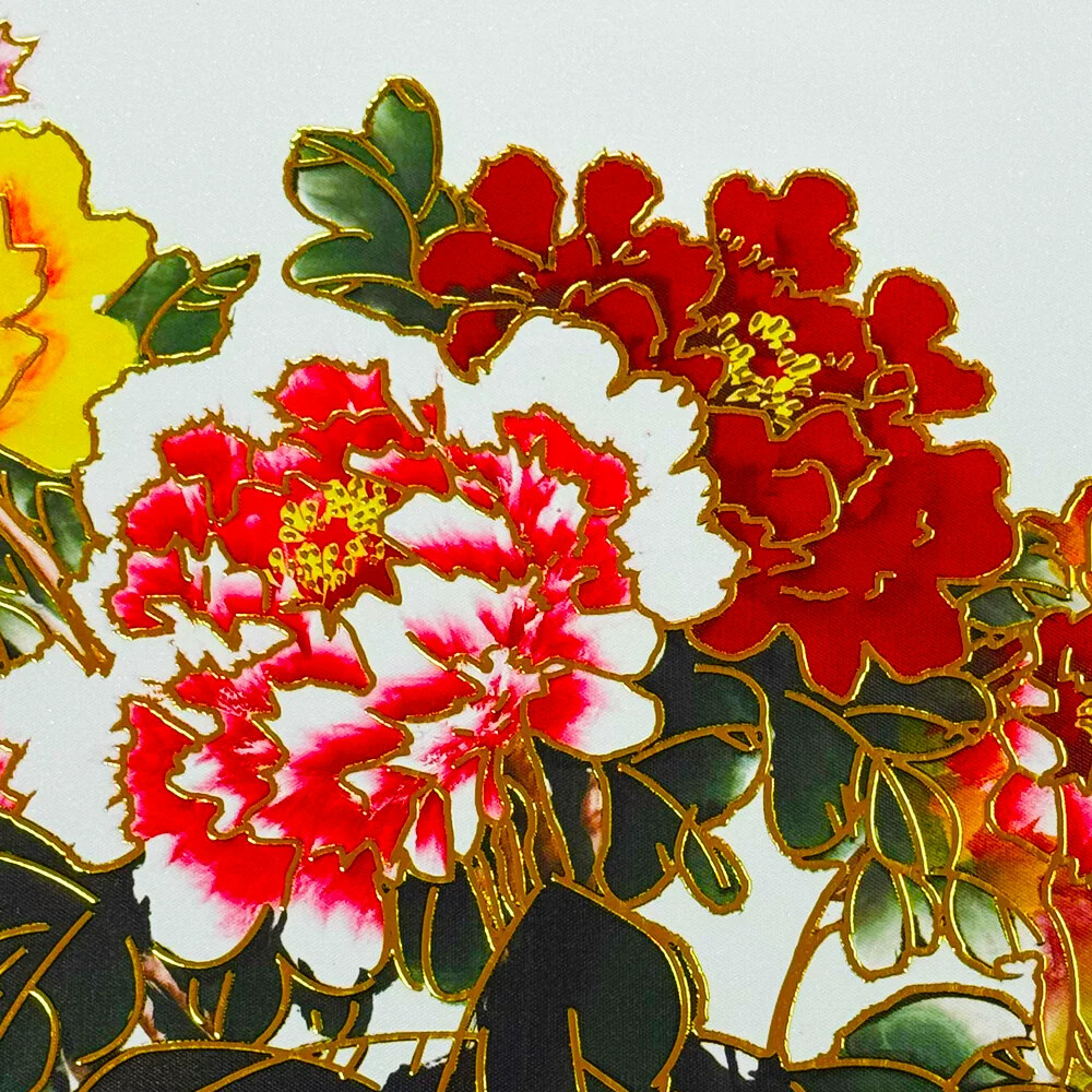 描金浮雕花开富贵国画牡丹花挂画中式客厅沙发背景墙装饰2026新款