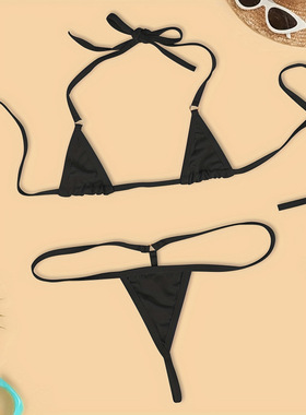 A 40086 Tie Backless Three-piece Bikini 绑带露背三点式比基尼