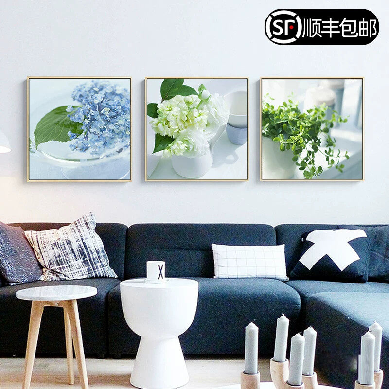 客厅装饰画现代简约餐厅简欧三联挂画沙发背景墙壁创意油画免打孔