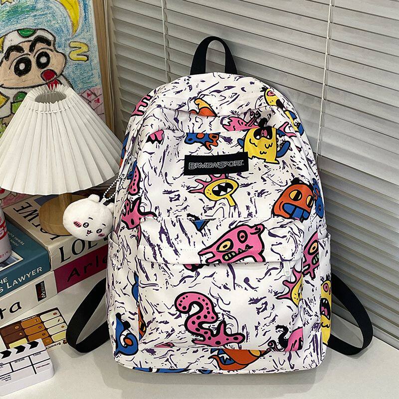 可爱涂鸦个性小众书包ins风高中大容量通用双肩包大学生潮流背包