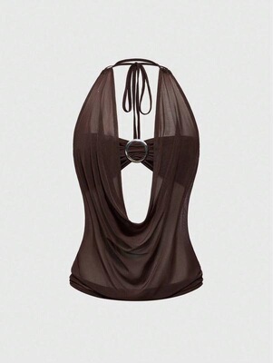 OFFGRID x Hippie Womens Y2K Retro Deep Draped Neck Backless