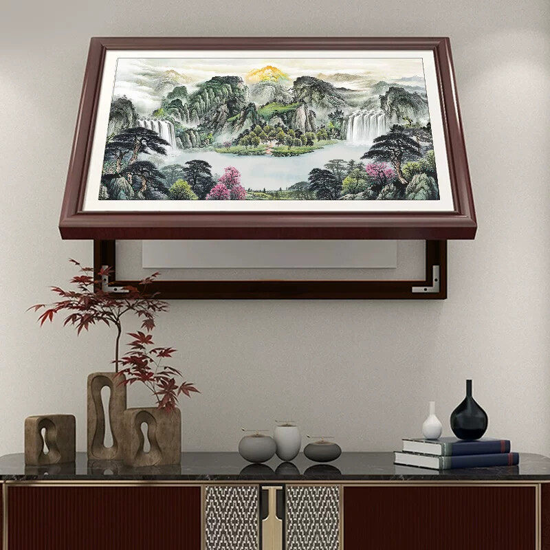 2026新款电表箱装饰聚宝盆新中式山水客厅墙电闸遮挡壁画餐厅挂画