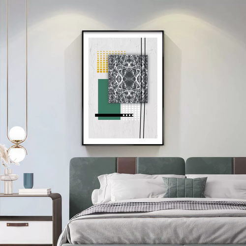 现代餐厅轻奢高级感挂画家居饰品装饰画几何抽象金箔艺术客厅画