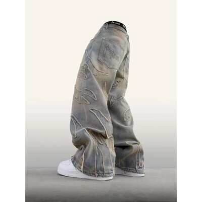 2025 American Fashion Patch Baggy Casual Jeans For Men And