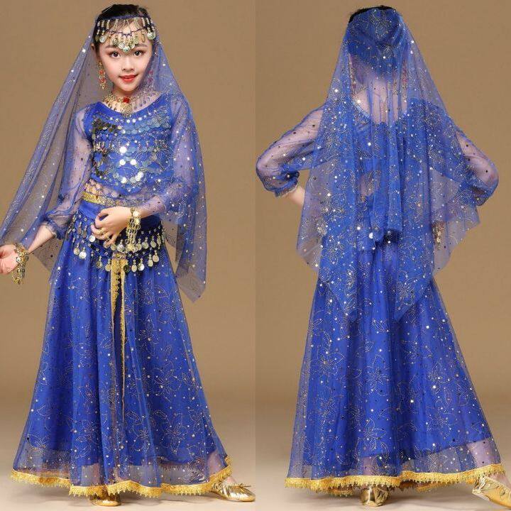 儿童印度舞表演服少儿新疆舞演出服装女童民族舞肚皮舞练习服套装