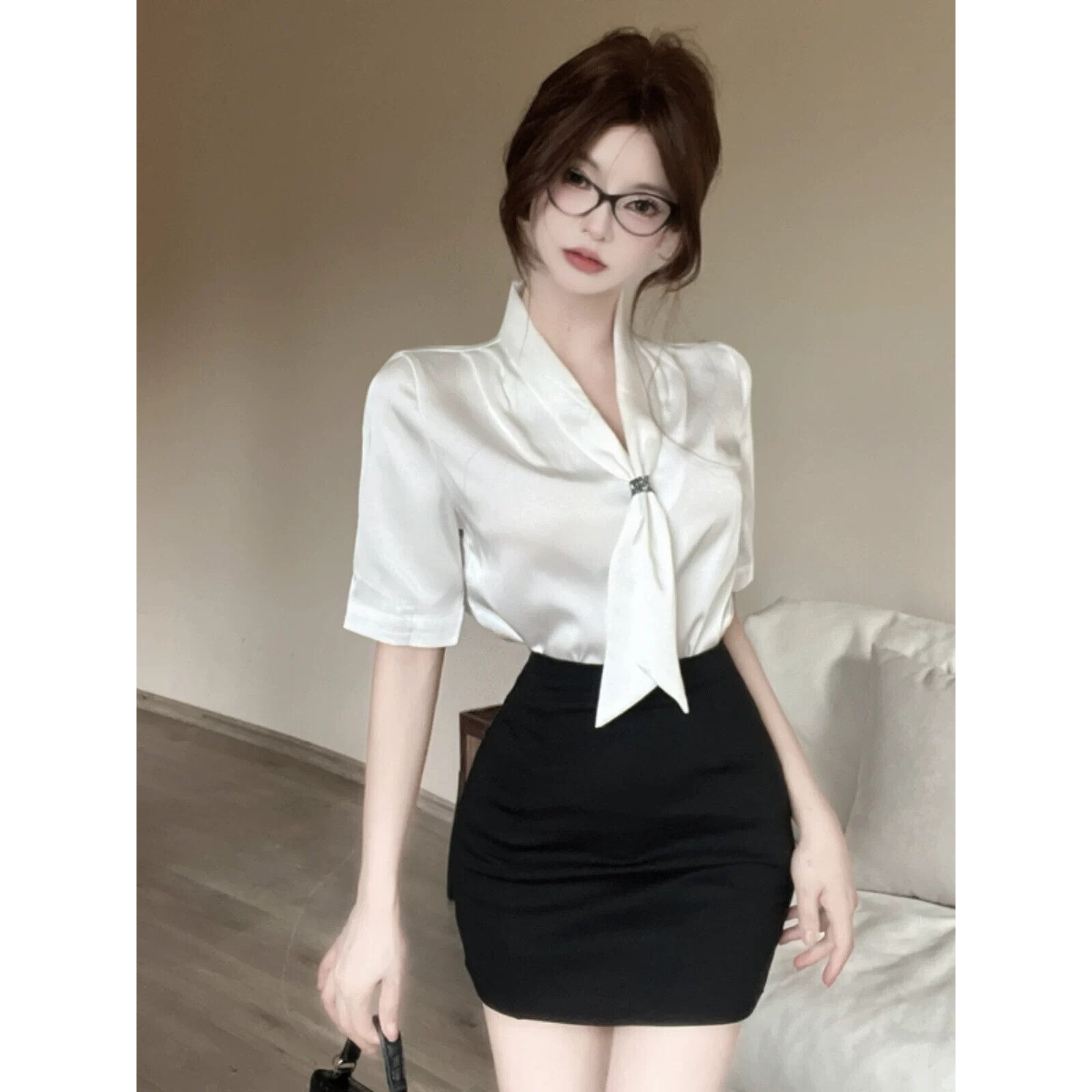 网红足浴工作服免烫修身白色衬衫职业套装OL空姐制服酒吧足浴台球