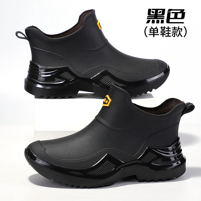 雨鞋男新款时尚百搭短筒防滑雨靴户外钓鱼防水鞋建筑工作厚底胶鞋