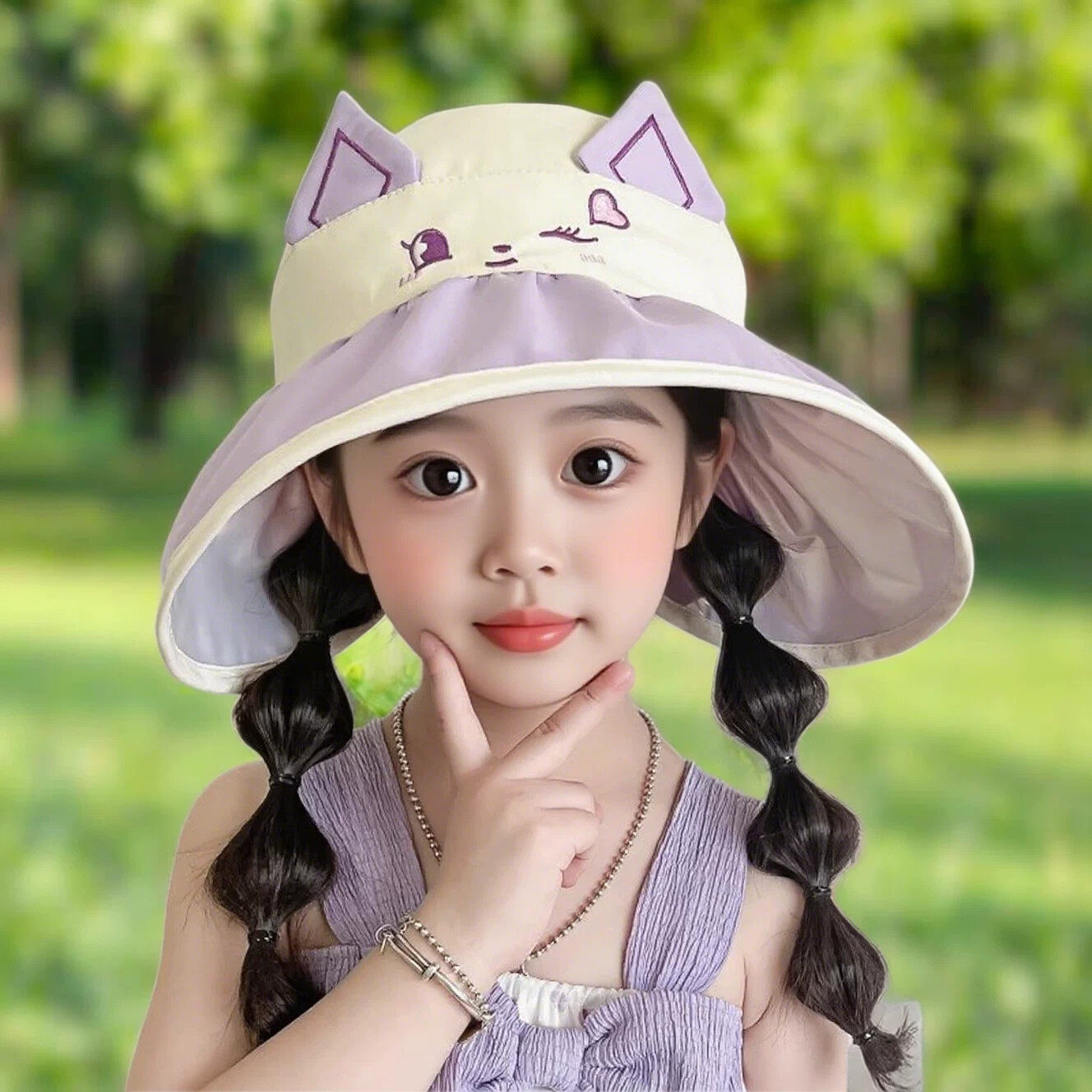 儿童防晒帽子大檐夏季女童防紫外线空顶遮阳帽男童薄款宝宝太阳帽