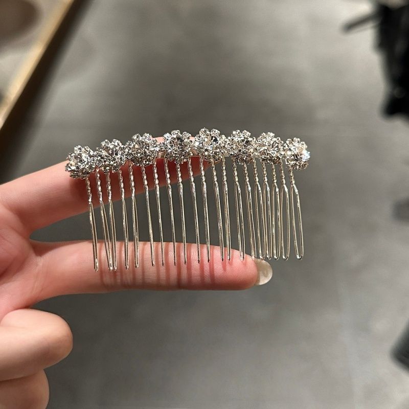 韩国轻奢闪钻太阳花发梳插梳女精致高级感刘海发夹倒插梳头饰发卡