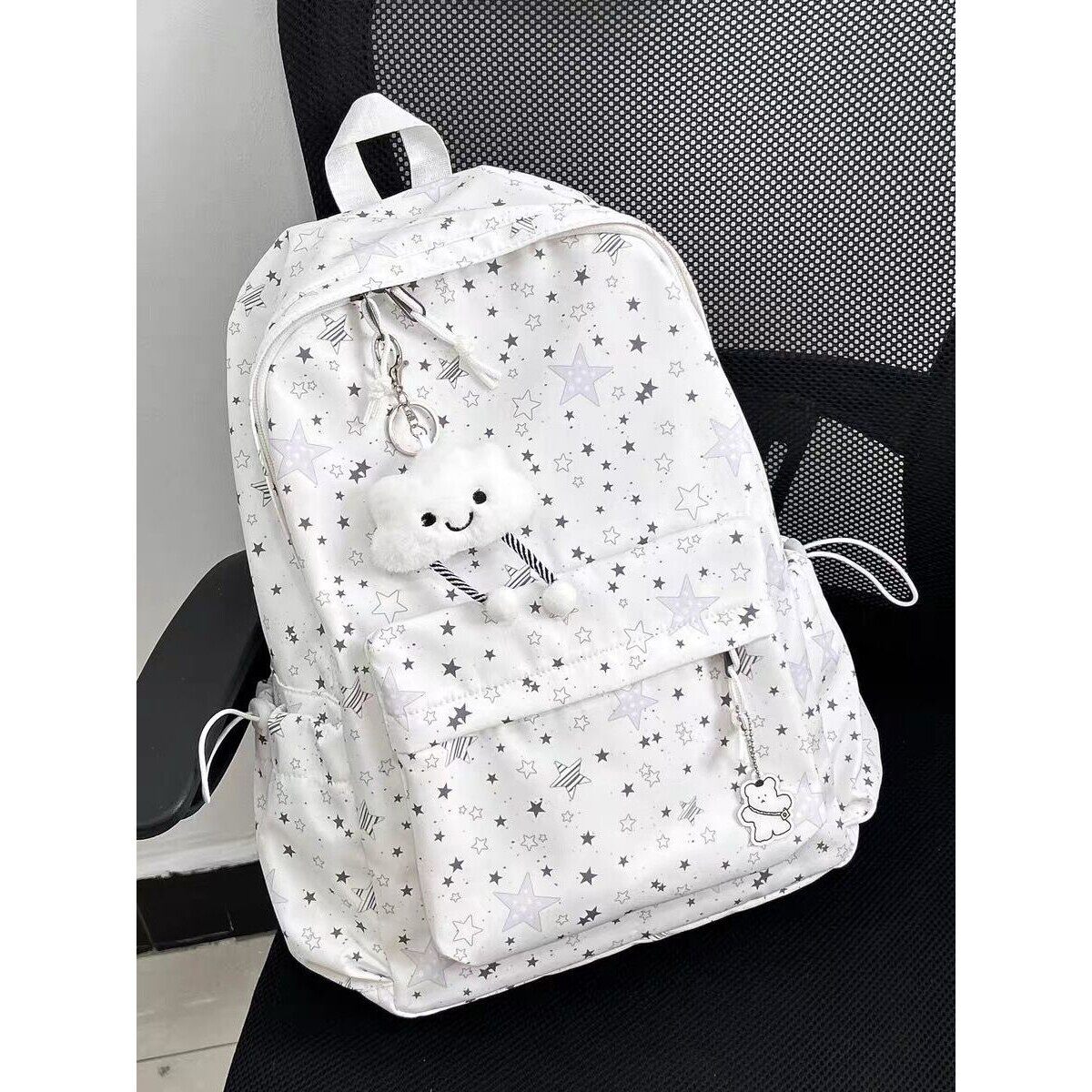 书包初中女生少女心氛围感星星印花ins小众大容量双肩包高中背包