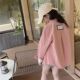 女童早春衬衫 中大童休闲宽松外穿上衣粉色 外搭单排扣纯色洋气长袖