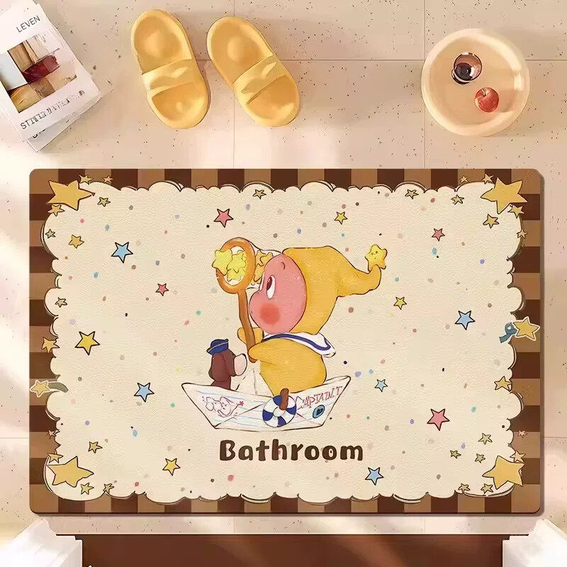 2026新款浴室地垫可爱星星人速干防滑脚垫卫生间软硅藻泥吸水地毯
