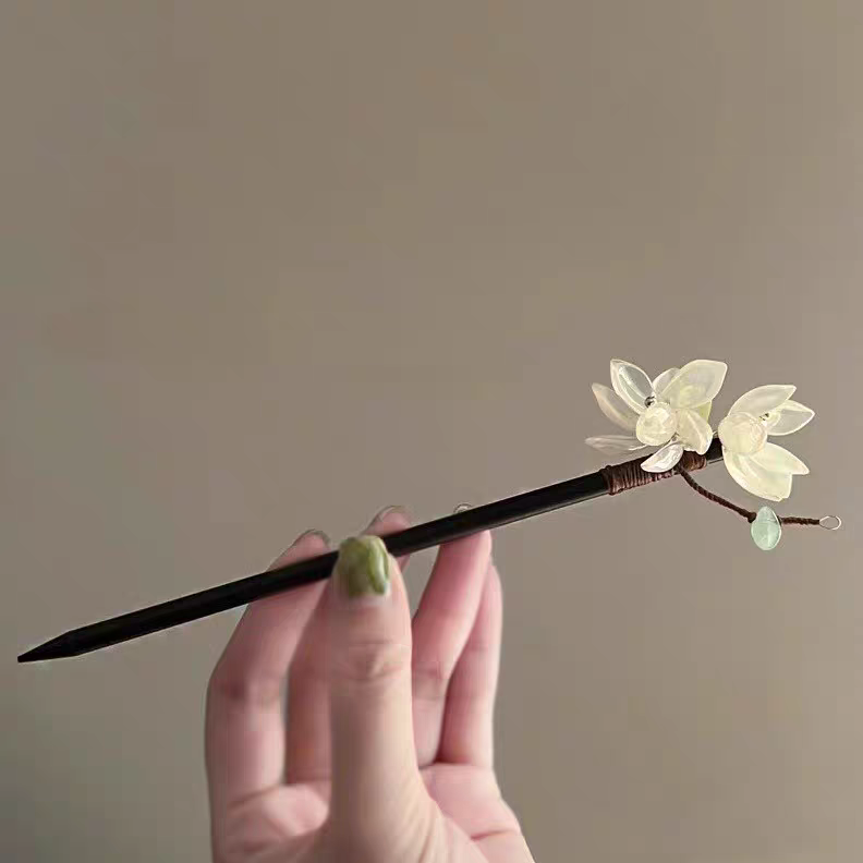 上班族发簪超仙玉兰花木簪古风汉服配饰新中式旗袍日常简约发钗
