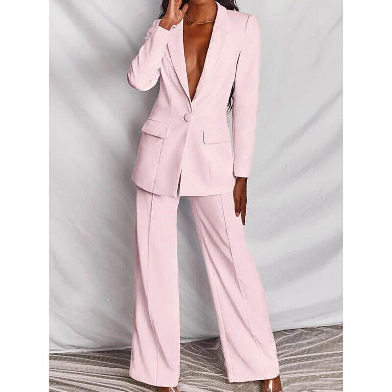 G 97061 Fashion Casual Long Sleeve Pants Suit 气质休闲西装套