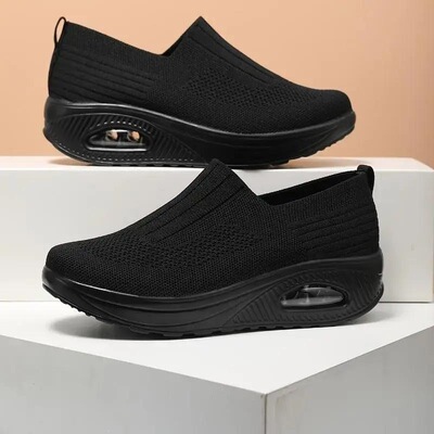 Womens Air Cushion Flying Woven Fashion Chunky Sneakers