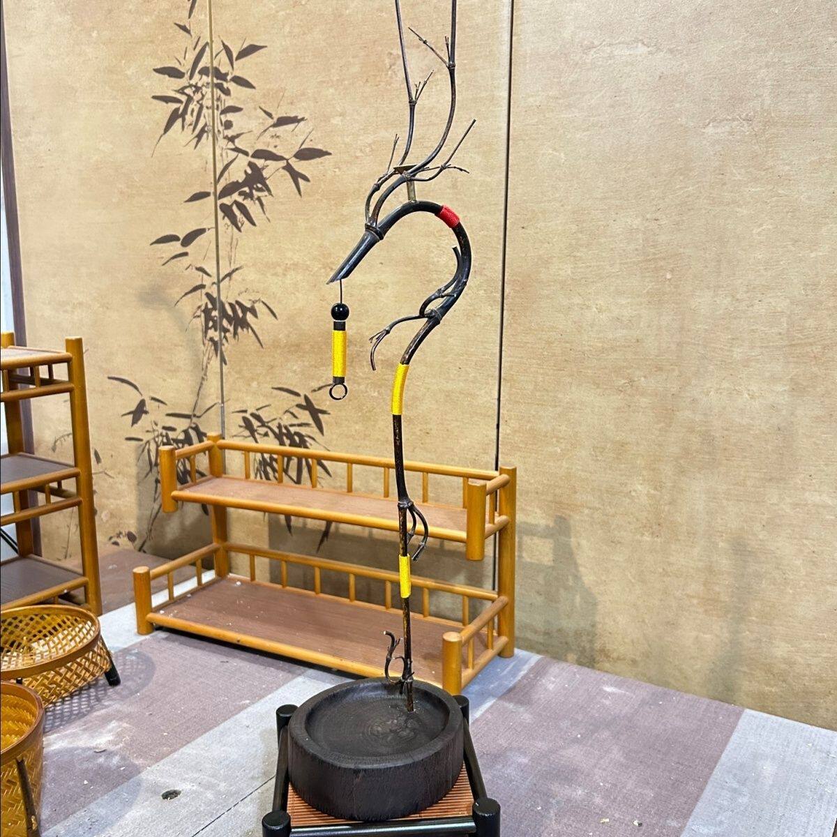 龙挂香竹架紫竹竹制竹子禅意倒流香挂香线香插香炉茶室摆件木底座
