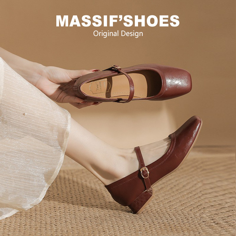 真皮酒红色玛丽珍鞋女粗跟配裙子超软平底旗袍法式工作单鞋晚晚鞋,女鞋,玛丽珍鞋,淘宝优惠券,粉丝福利购,淘宝优惠卷