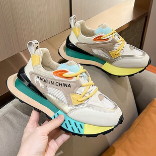 老爹鞋女2023新款春秋网面透气女鞋百搭跑步鞋O大尺码鞋子女运动