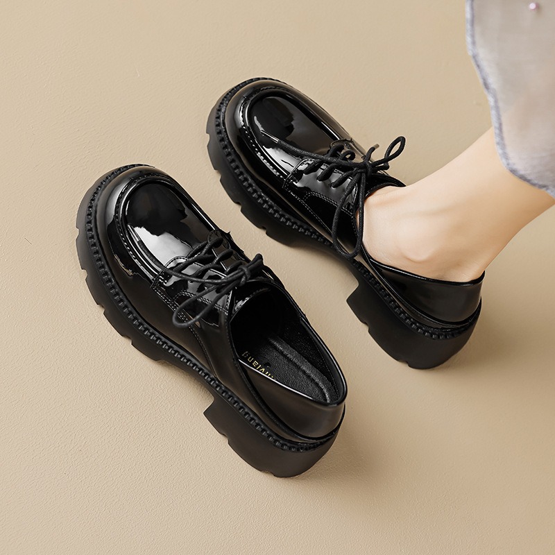 厚底乐福鞋小个子增高粗跟英伦