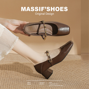 高跟鞋 软底不累脚小皮鞋 女2025新款 玛丽珍鞋 复古百搭单鞋 真皮法式