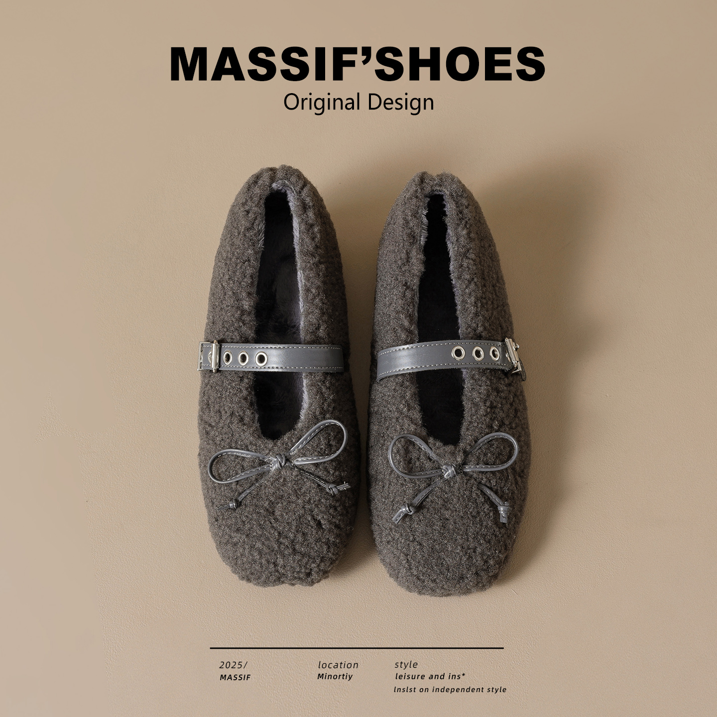 内增高毛毛鞋女平底棉鞋玛丽珍