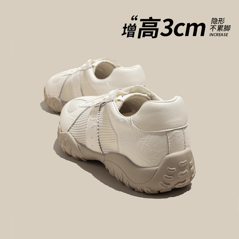 厚底小白鞋女2025新款夏季网面透气运动休闲鞋子百搭内增高德训鞋