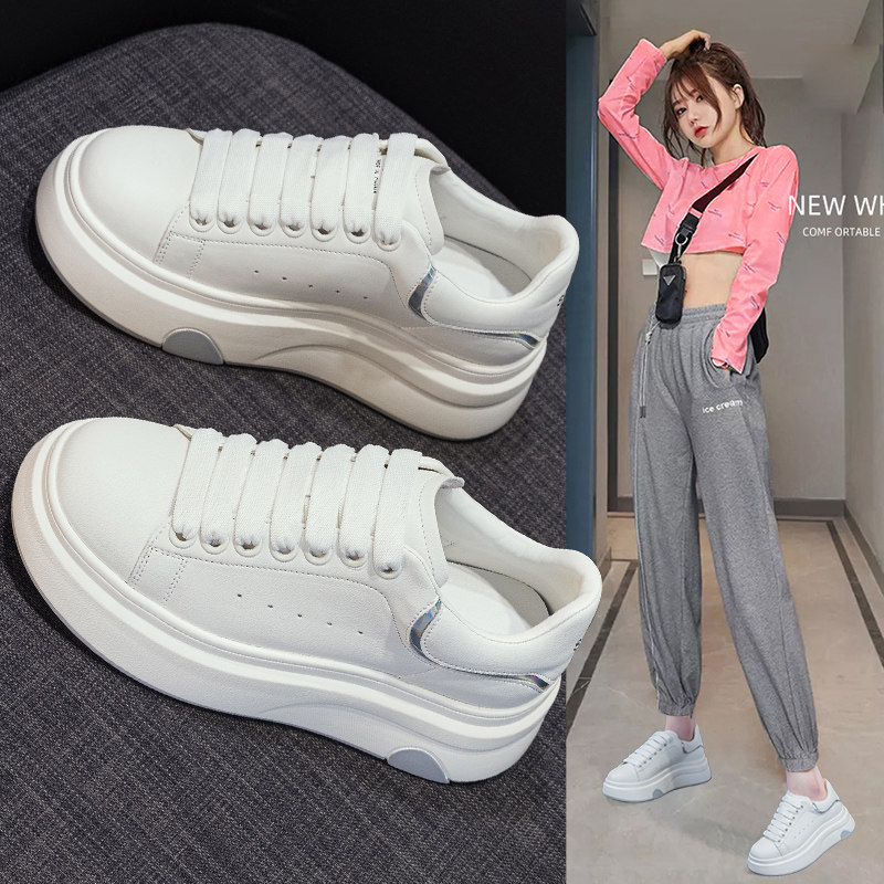 厚底小白鞋女2025新款春季增高运动休闲板鞋平底透气单鞋百搭女鞋,女鞋,时尚休闲鞋,淘宝优惠券,粉丝福利购,淘宝优惠卷