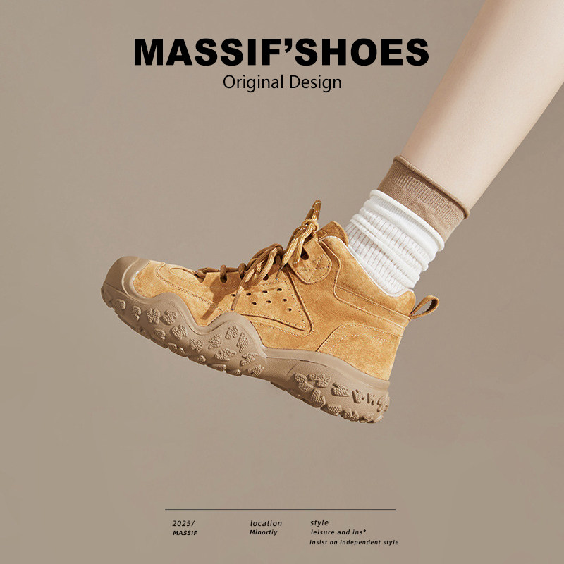 真皮厚底沙漠靴女2025新款秋冬复古短靴徒步户外旅游马丁靴单靴子,女鞋,马丁靴,淘宝优惠券,粉丝福利购,淘宝优惠卷