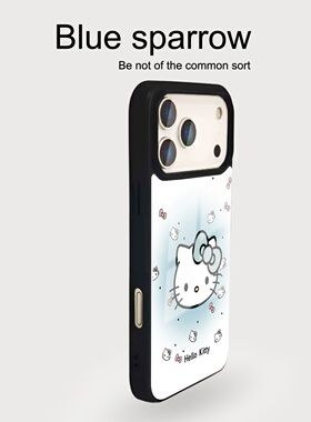 蓝色晕染KT猫适用iPhone17手机壳苹果17promax新款17pro刀锋菲林16/16pro女15/14卡通14pro防摔15pm可爱13萌