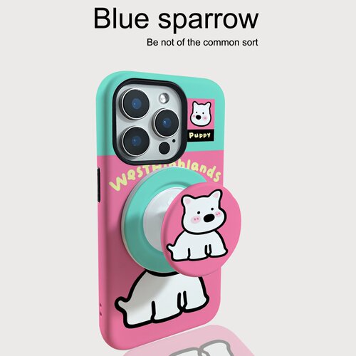 拼色西高地磁吸支架菲林手机壳