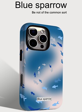 艺术蓝色小鱼漩涡适用iPhone17手机壳苹果17promax二合一菲林16/15pro女15潮14pro防摔15pm华为mate70小米17