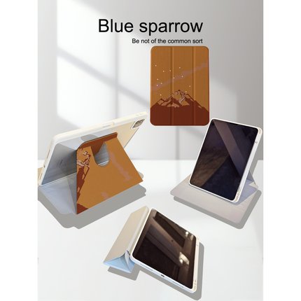 艺术星空雪山苹果平板保护套适用iPadAir7新款360°旋转三折ipad11带笔槽13寸air6男女11寸mini6保护壳pro潮
