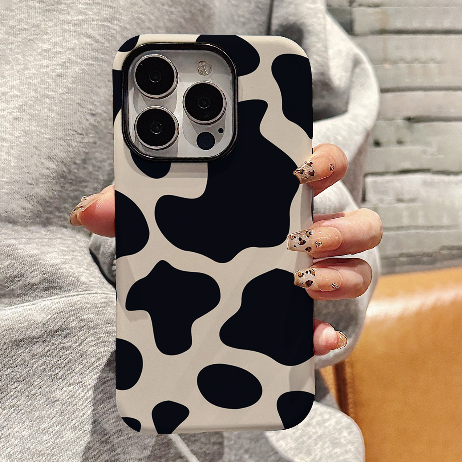 个性黑白奶牛纹适用iPhone16手机壳苹果16promax二合一菲林15/15pro女13/14全包14pro防摔14pm华为mate70/P70