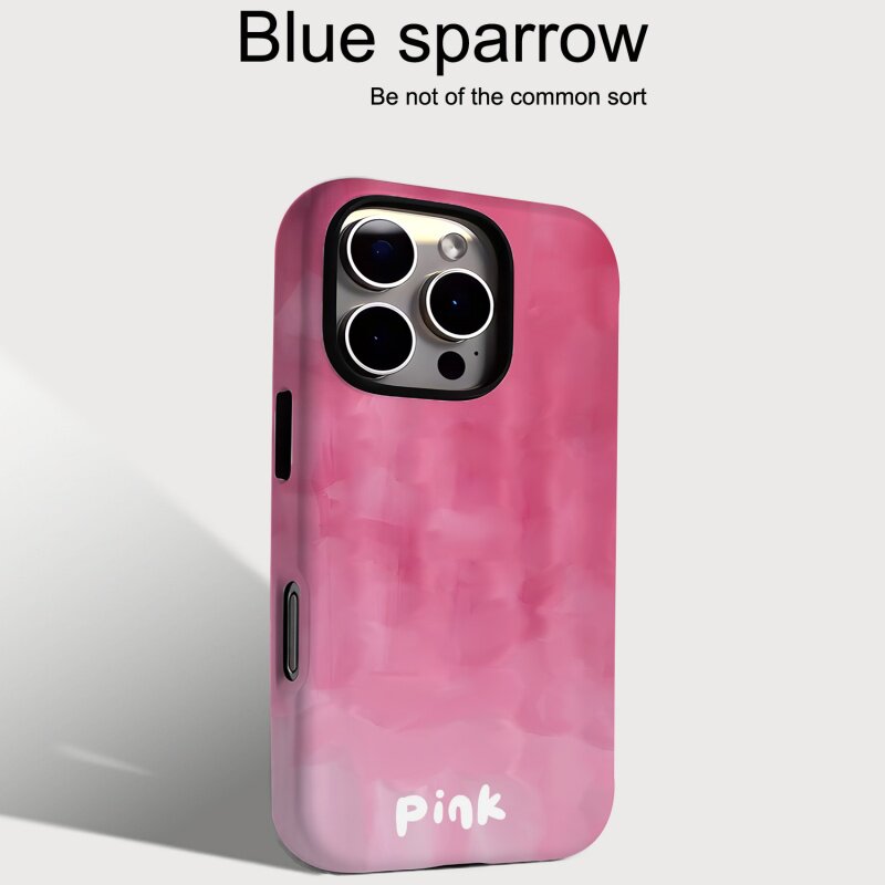 时尚简约粉渐变适用iPhone16手机壳苹果16promax二合一菲林15/15pro女13/14全包14pro防摔14pm华为mate70/P80