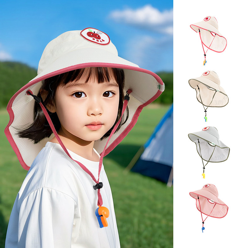 儿童防晒帽夏季男女童遮阳空顶帽子防紫外线宝宝太阳帽大帽檐户外