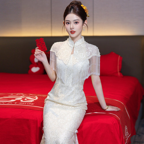 爱意堡旗袍订婚服2026新款中式结婚礼服显瘦敬酒服香槟色秀禾服夏