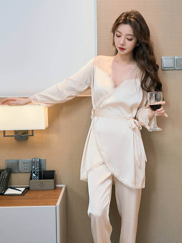日本GP性感睡衣女夏季冰丝浴袍