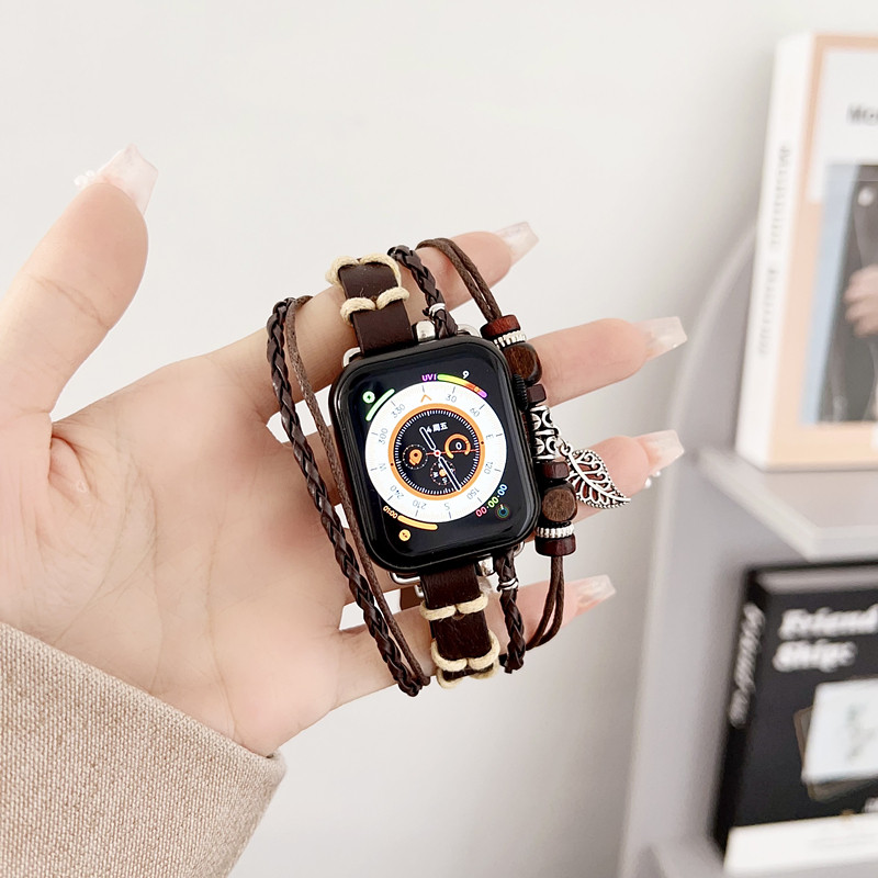 SUITABLE FOR APPLE IWATCHS10 89 SMART WATCH SEULTRA2 WATCH WOVEN BEADED BRACELET RETRO STRAP