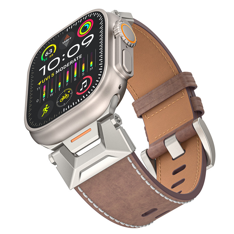 COMPATIBLE APPLE IWATCHS9S10 ULTTAR2 WATCH APPLE S7S8 ALL-IN-ONE MECHA LEATHER STRAP 49