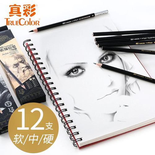 真彩软中硬初学者美术生绘图炭笔