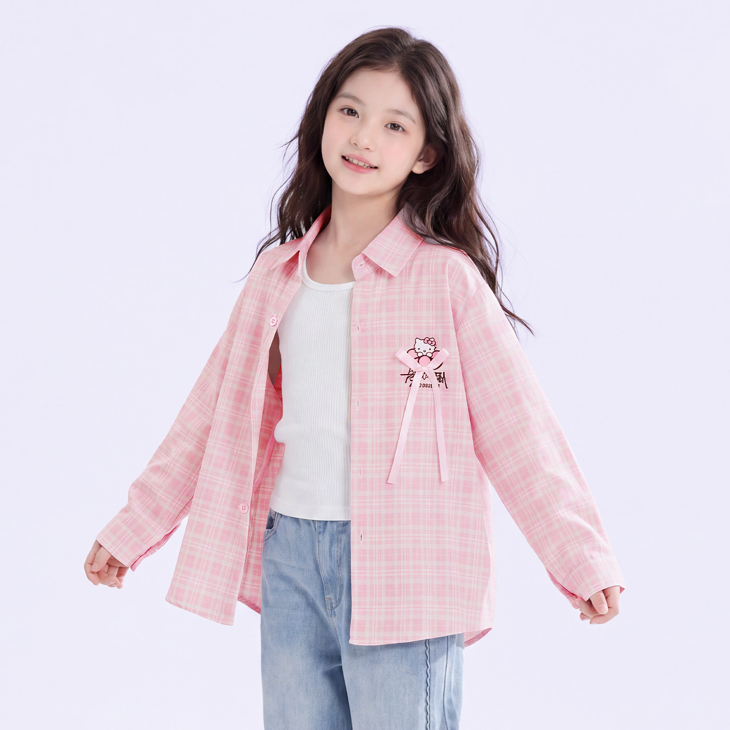 女童格子衬衫春秋款儿童外套图片
